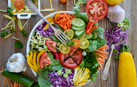 Healthy farmers market salad and vegetables