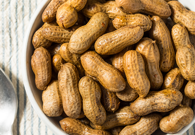 Boiled Peanuts for a Snack in a Bowl