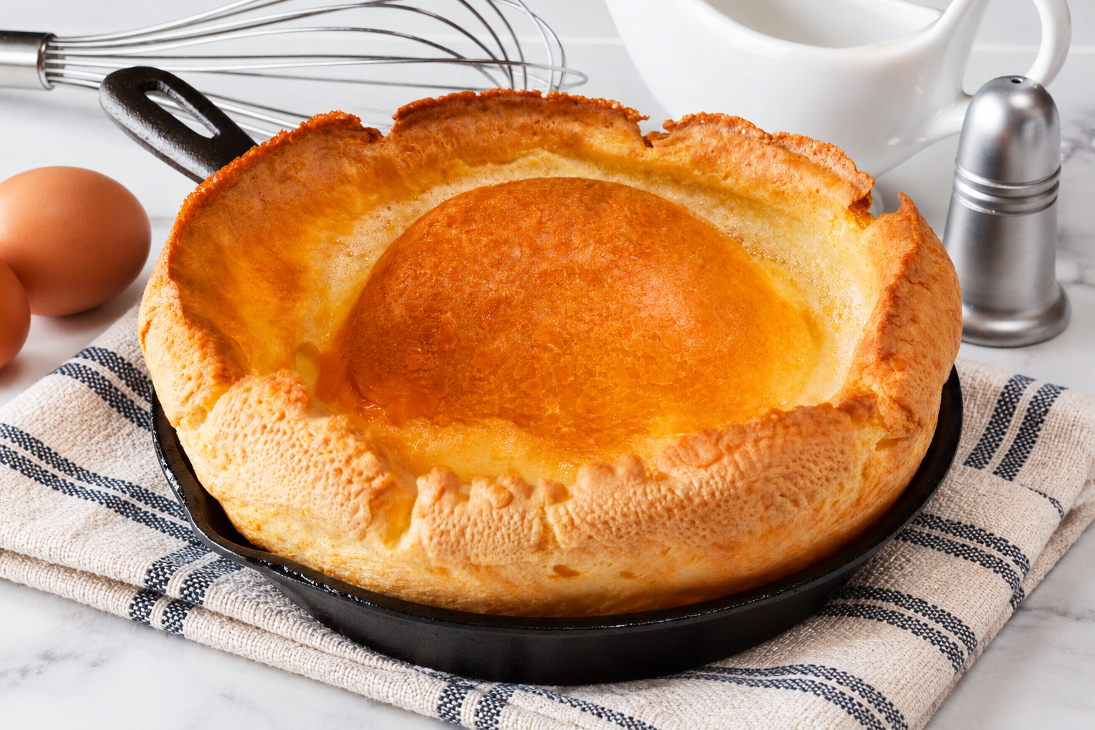 Traditional Yorkshire pudding just out of the oven.