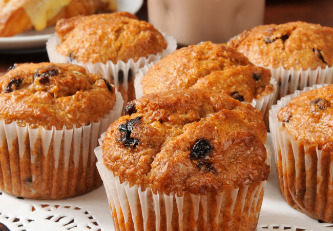 golden brown baked bran muffins