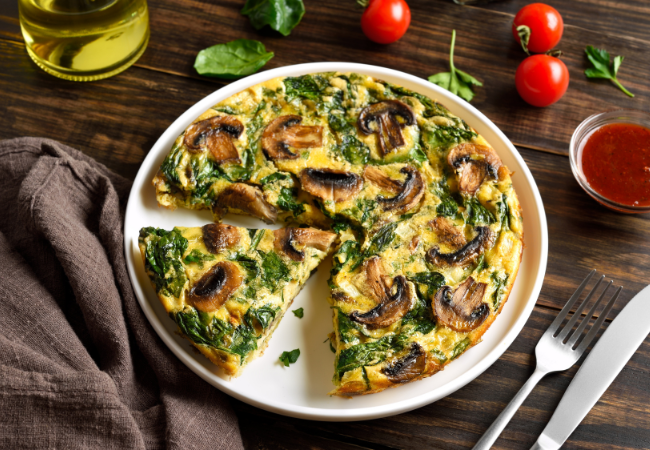 Mushroom Spinach quiche